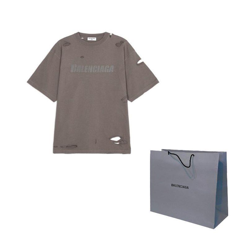 Balenciaga Opotřebované tričko s grafikou 'Taupe' 651795TKVB80718