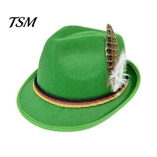 Versatile Casual Hat Fedora with Feather, Short Brim Vintage Jazz Hat, German Holiday Gift for Beer Lovers Oktoberfest Costume Accessories Halloween