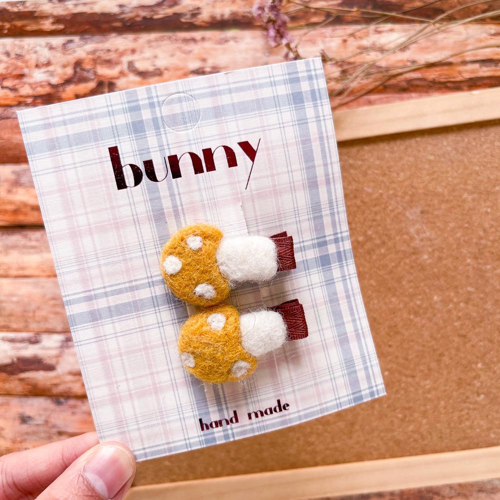 2pcs Cute Mushroom Wool Children's Duck Bill Clip Korean Girls Bangs Headgear Hairpin Headwear Girls Kids Hair Accessories