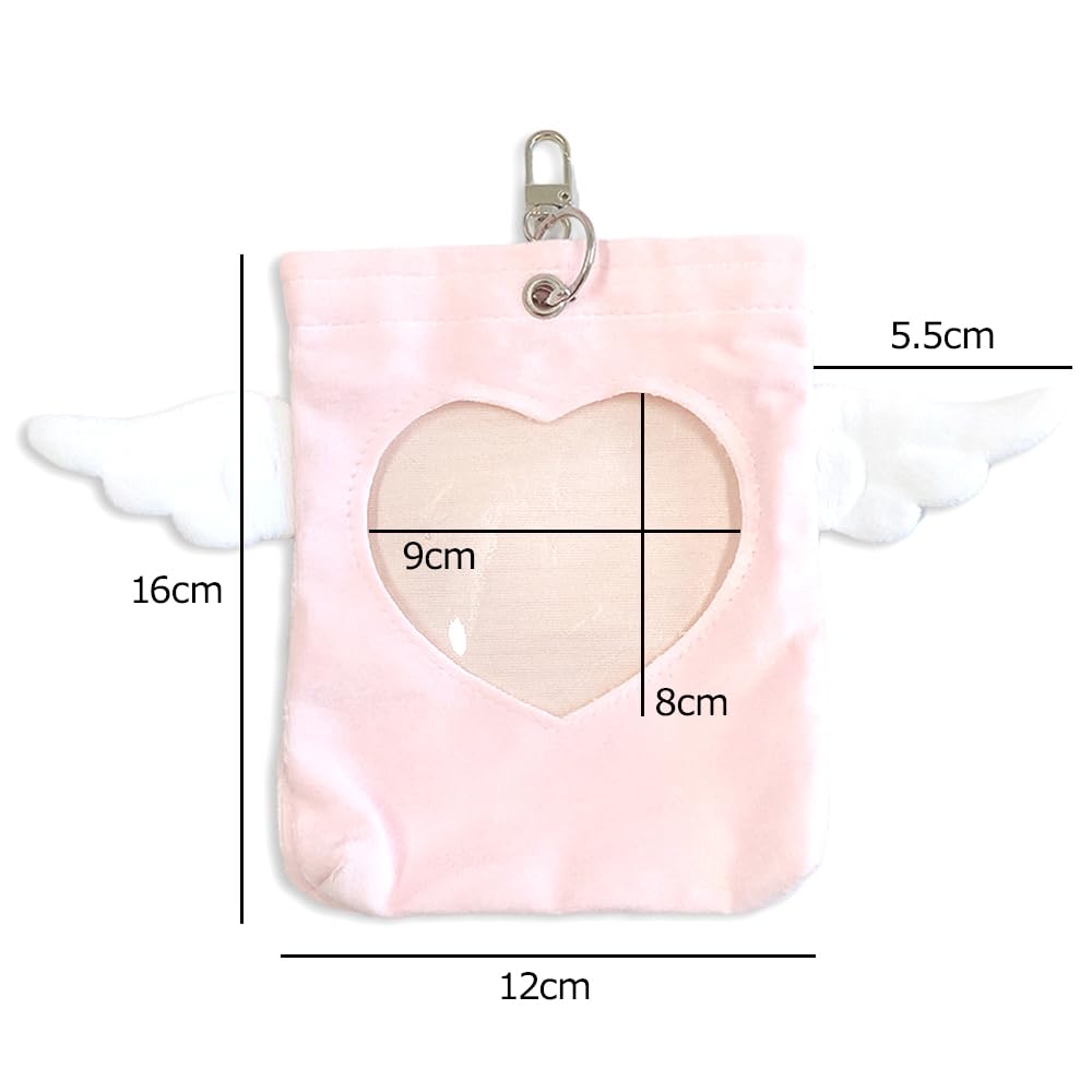 Plyšové pouzdro s křídly pro 10cm plyšové srdce, Andělská taška fialová Hračky, Okénko, Křídla, Průhledné, Přívěsek, [Použité]