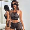 European and American Cross-border Sex Underwear Hip-wrapped Mesh Skirt Sexy Flirting Hot Girl Bow Set YDA04