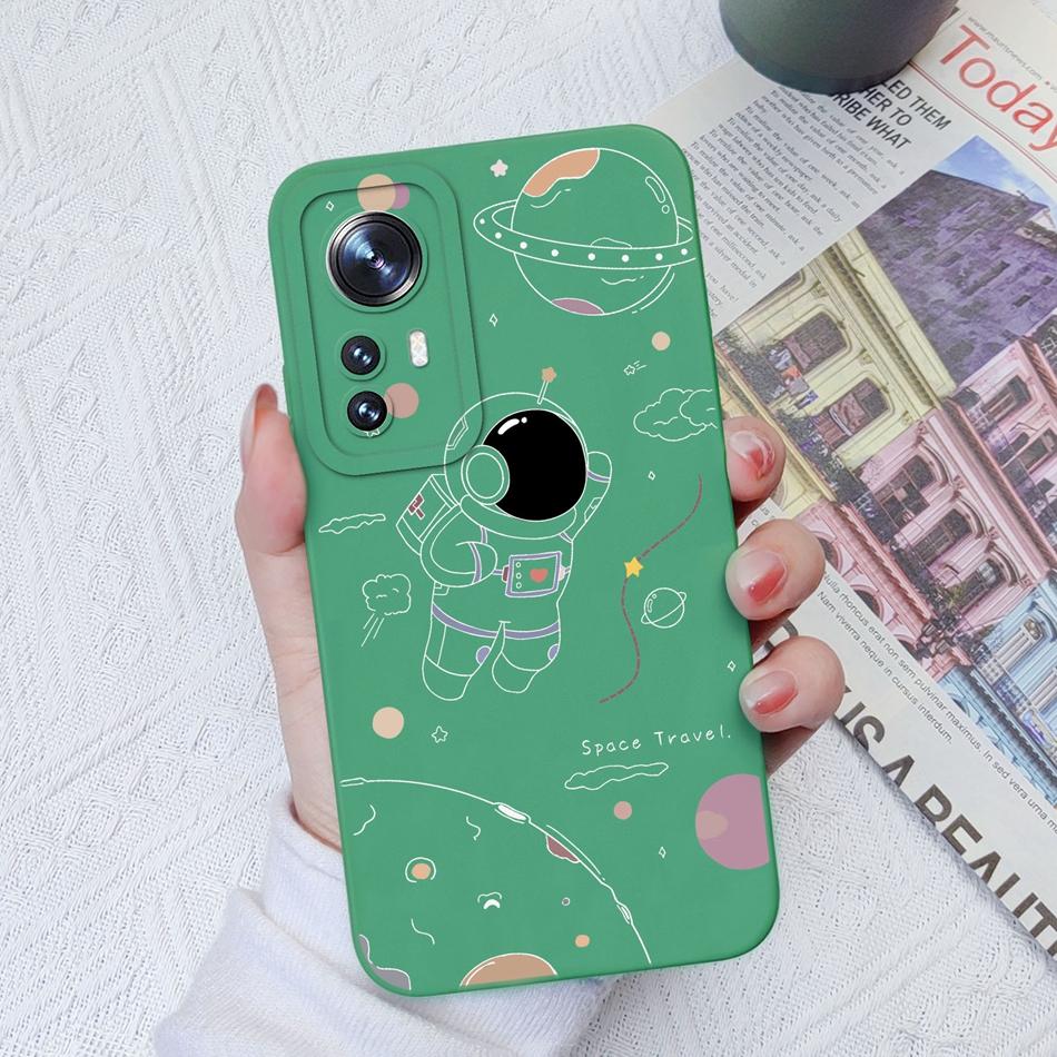 Case For Xiaomi 12 Pro Lite Ultra Cute Flower Astronaut Soft Liquid Silicone Anti Drop Phone Back Cover For Xiaomi12 Funda Capa