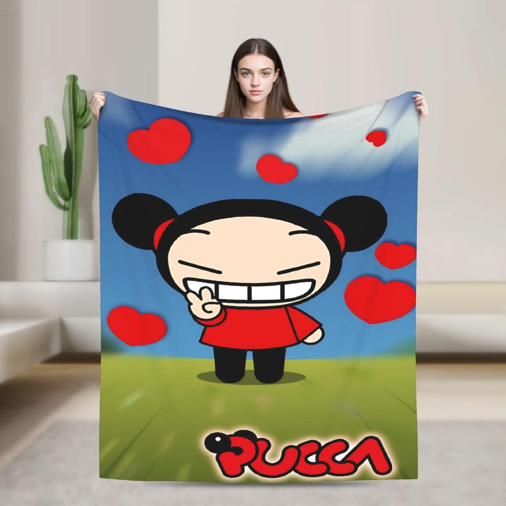 Kawaii P-Pucca Blanket Fleece Autumn/Winter  Breathable Warm Throw Blanket for Bed Bedroom Bedspreads
