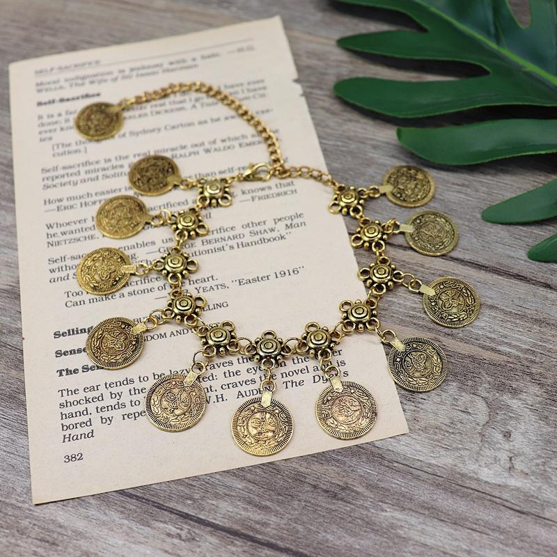 

Export retro coin anklet female personality hippie bohemian vacation dance music festival bracelet