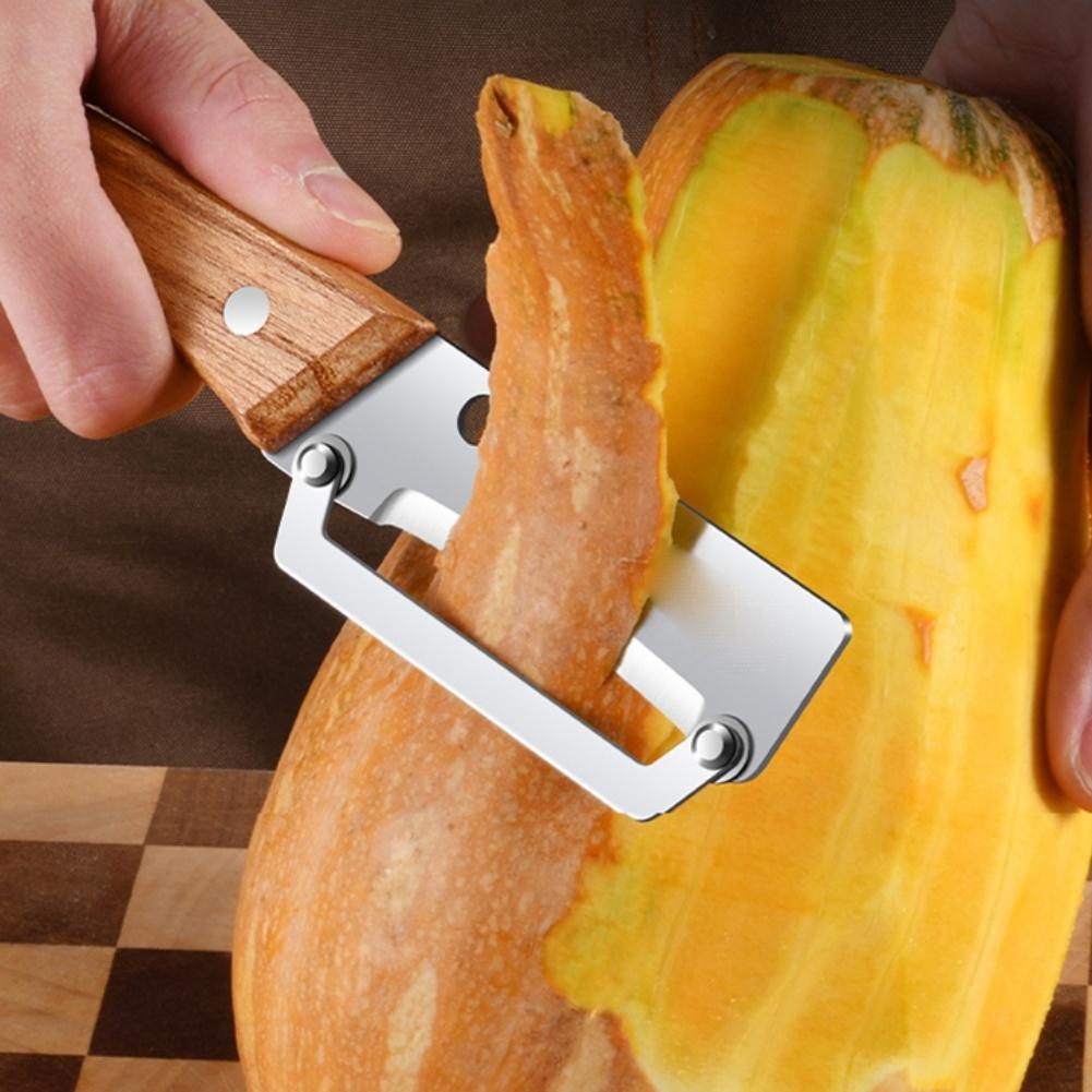 Multifunctional For Kitchen Peeler 2 in 1 with Stainless Steel Blade and Wooden Handle for Vegetables and Fruits
