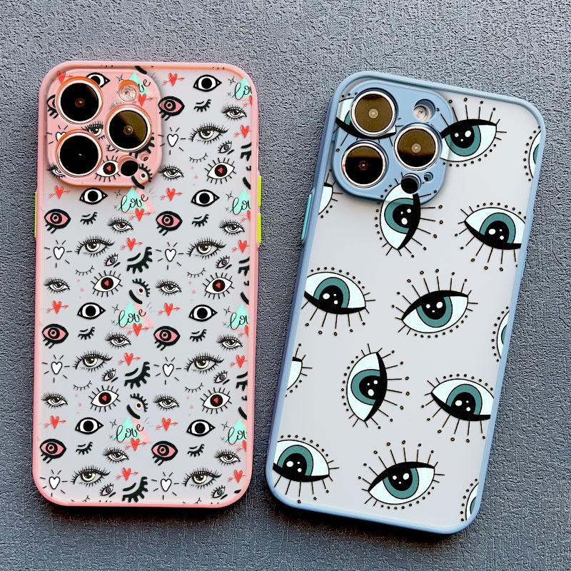Creative Eyes Eyelash Phone Case For iPhone 11 12 13 Mini Pro Max 15 Pro Max 14 16 Pro Max Plus X XS XR 7 8 Plus SE2 Back Covers