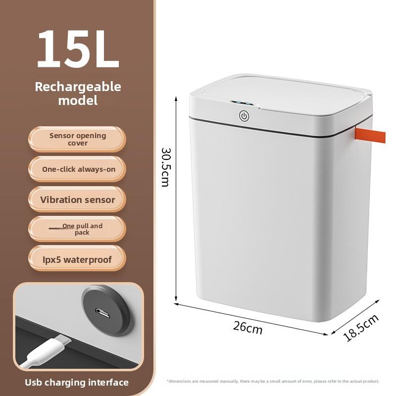 Touch-free Smart Open Lid Trash Can Automatic Packaging Smart Trash Can Bathroom Gap Garbage Storage Bucket