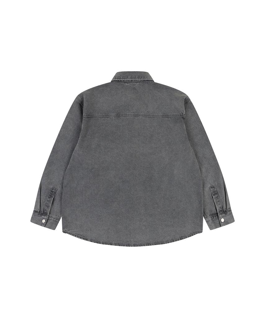 Lab101 Oversized Stonewash Denim Shacket (Grey)