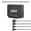 580W Gan-Ladegerät 8-Port USB Typ C Desktop-Ladestation Telefon Schnellladung Für iPhone 16 15 iPad Macbook Laptop Tablet Samsung