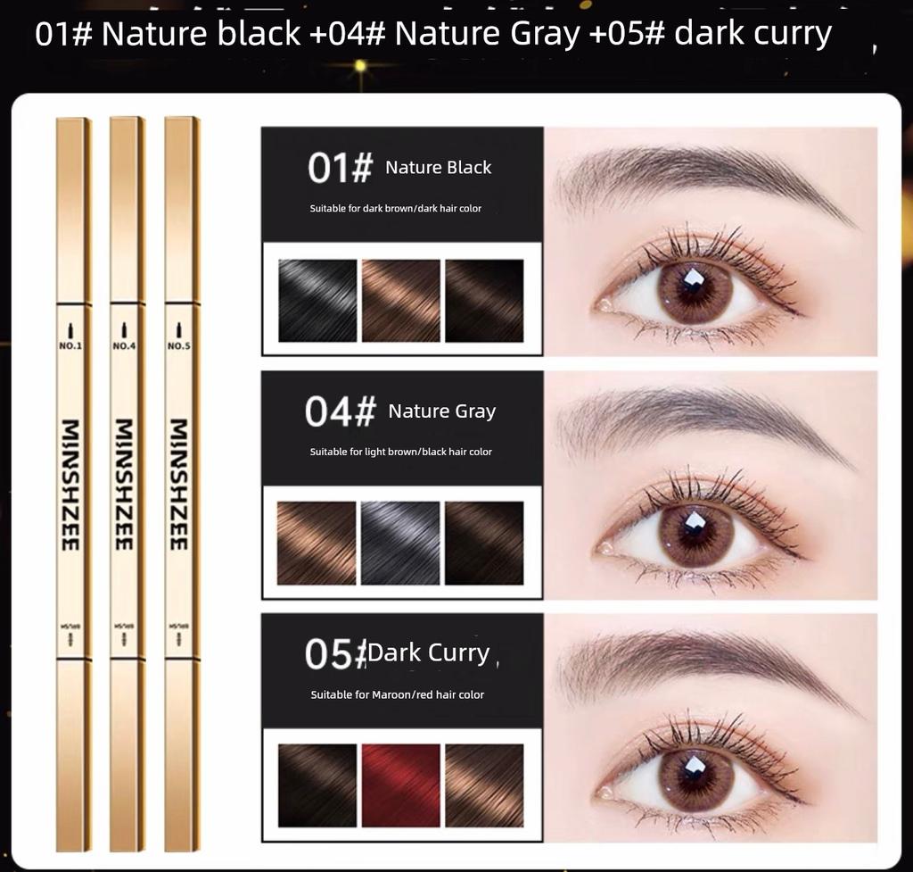 3 | Small Gold Bar Eyebrow Pencil Waterproof Long Lasting Fadeless Sweat-Proof Extremely Fine Nature Vivid Female Beginner Official Authentic Products