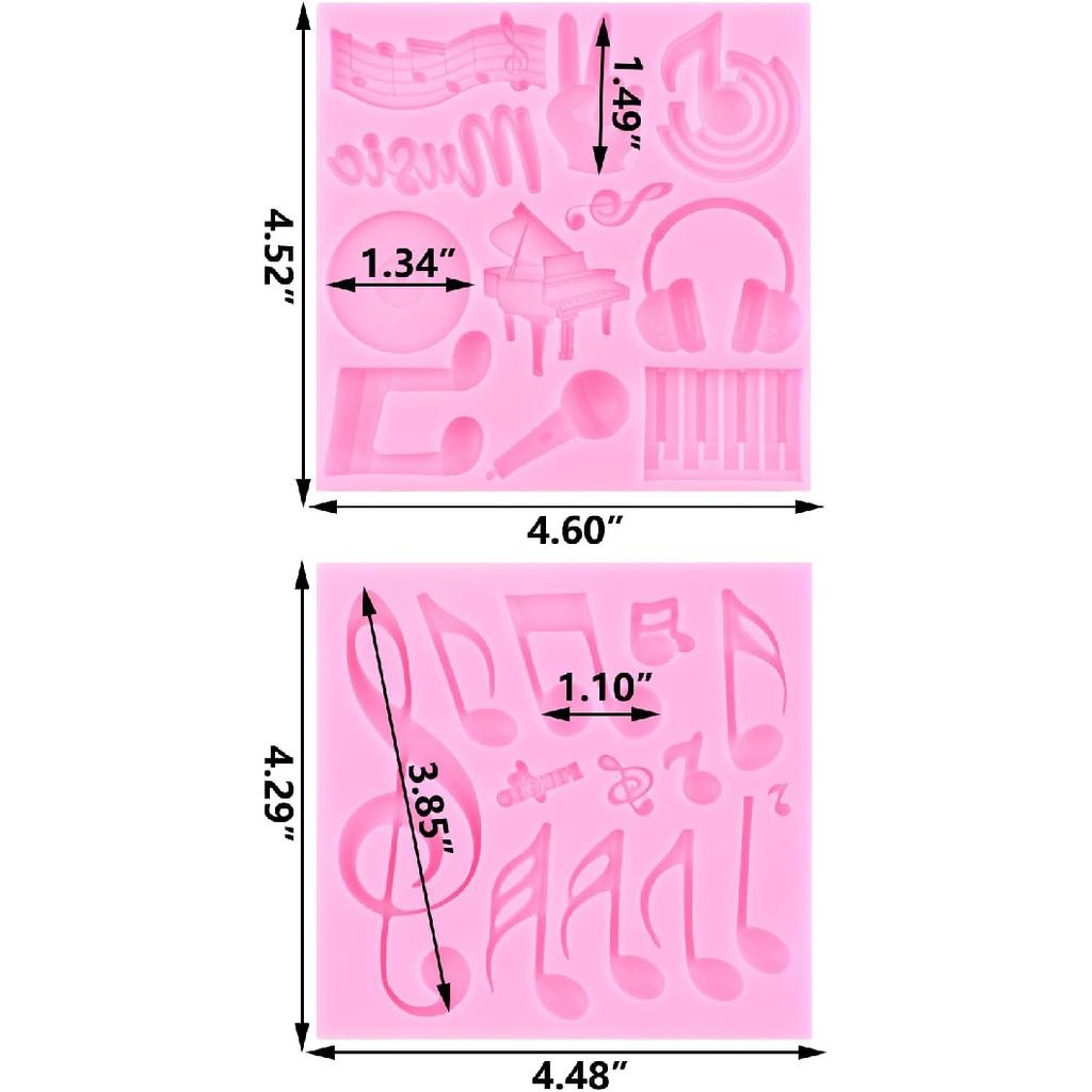 ZiXiang Music Theme Fondant Mold Musical Notes Piano Silicone Molds Musical Keyboard Microphone Molds Music Notes Lace Mat For Sugar Cake Decorating