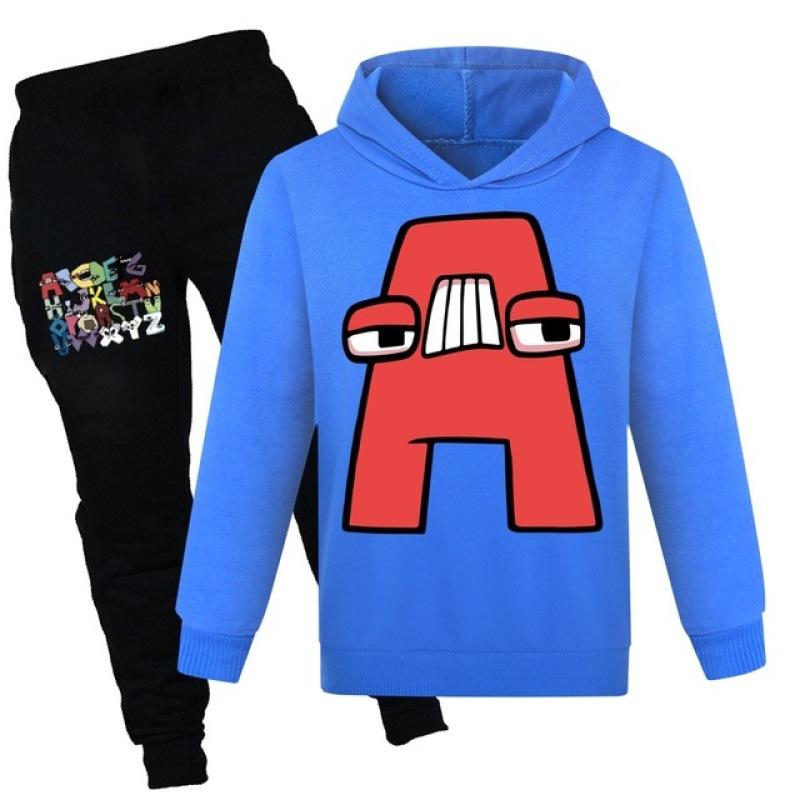 Alfabeto lore A sudaderas con capucha pantalón 2 uds conjuntos sudadera pantalón niños alfabeto lore niños conjuntos de ropa Halloween niños trajes de chándal