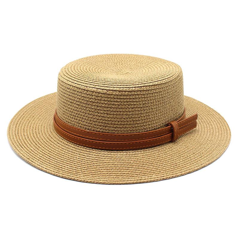 Spring And Summer Men'S And Women'S Multi-Color Decorative Flat-Top Straw Hat Outdoor Travel Sunshade Sun Protection Flat-Top Straw Hat