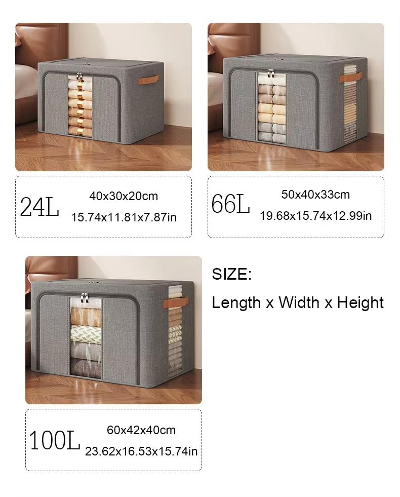 1PC Solid color steel frame storage box, clothing folding and organizing box, cabinet for moving and changing seasons, versatile
