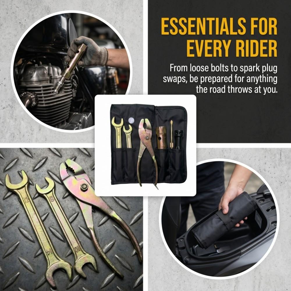5PCS Metal & ABS Motorcycle On-Board Repair Tools Motorcycle Emergency Tool Kit  Motorcycle Riders