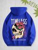 Vintage Skull Rose Graphic Men Hip Hop Sports Hoodie Timeless Slogan Back Print Loose Street Sweatshirt