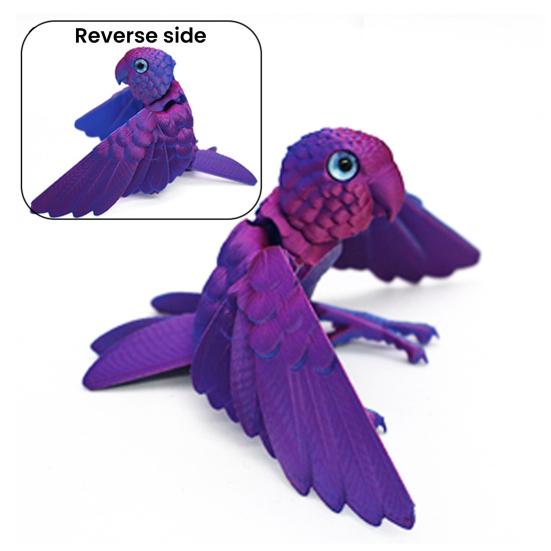 3D Printed Flexible Parrot Model Articulated Bird Figurine with Wing And Movable Joint Collectible Animal Ornaments for Home Office