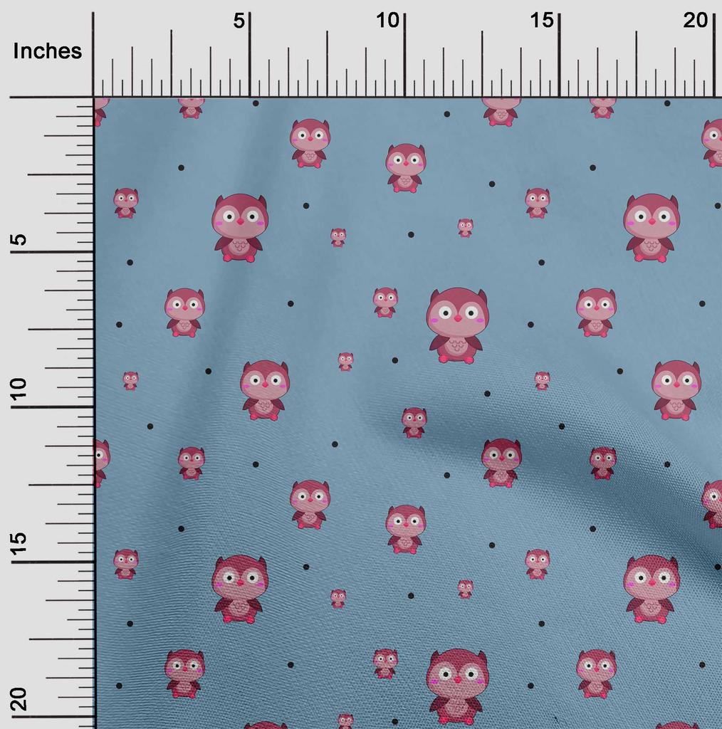 oneOone Cotton Flex Fabric Dot & Cartoon Owl Bird Print Fabric by The Yard 40 Inch