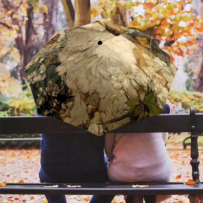 Shih Tzu pattern, automatic folding umbrella, portable and foldable design, 8 ribs, a Christmas or birthday gift.