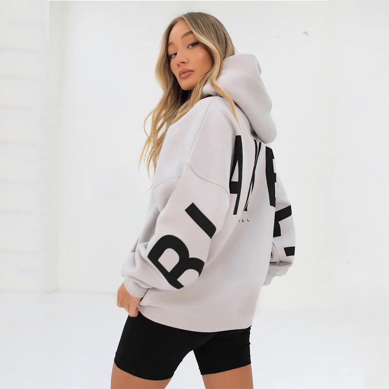 Streetwear Hoodie For Women Thick Polyester With Letter Graphic Fall 2023
