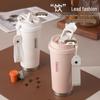 HOOMEY 2025 Ceramic Lined Insulated Travel Mug with Straw