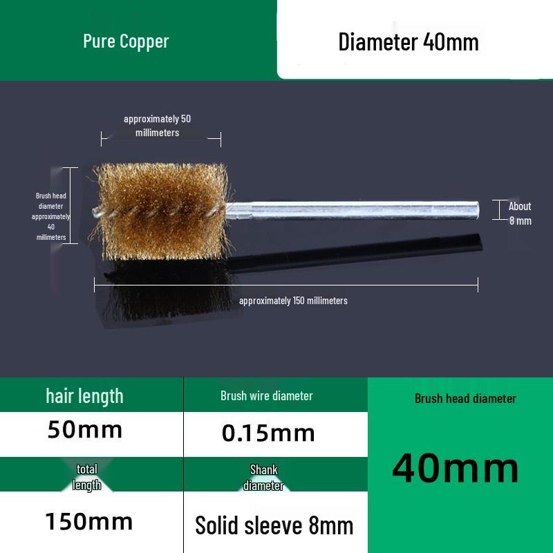 Industrial Rust Removal and Polishing Brush with Handle - Stainless Steel and Copper Wire for Inner Hole Sanding