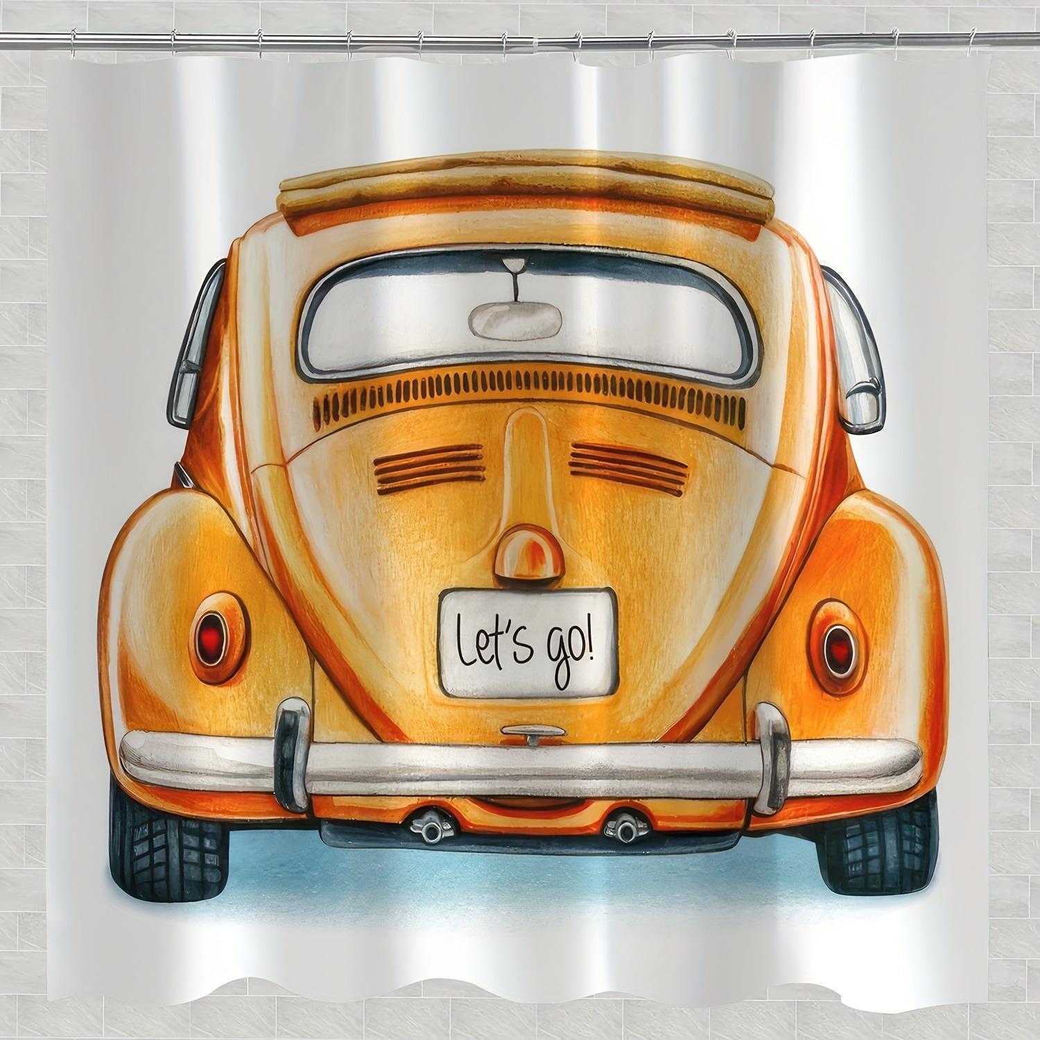 

Hand-Drawn Vintage Car Shower Curtain Washable Dirt-Resistant Shower Head Waterproof Polyester Bath Curtain For Home Decor W60H190(CM)-1 Pcs