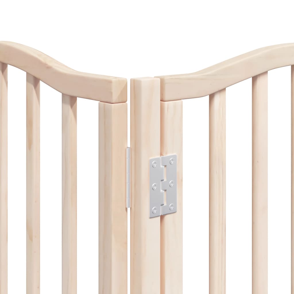 9 Piece Foldable Dog Gate with Door 450 cm Poplar Wood