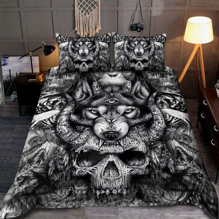 3D Skull Printed Doona Duvet Cover Bedding Set Single Double Gift