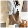 Women's Faux Leather Shoulder Bag, 2026 Trendy Solid Color Work Tote, Korean Style Zipper Closure Bucket Handbag