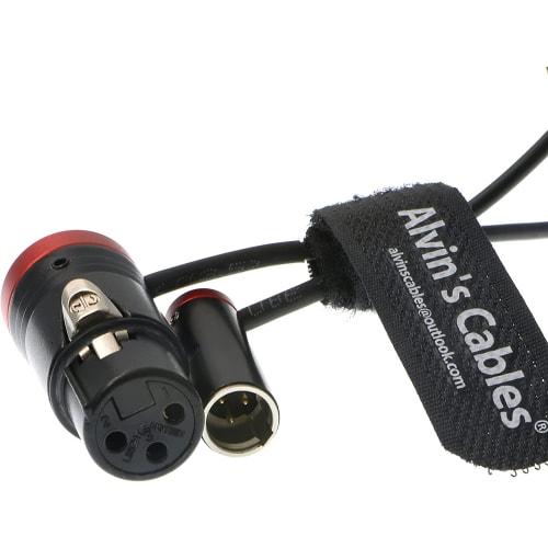 Alvin's Cables Low Profile 3-Pin Mini-XLR Male To Full-Size XLR Female Audio Cable for BMPCC 4K 6K Camera Video Assist with Original Connector, Red, 1