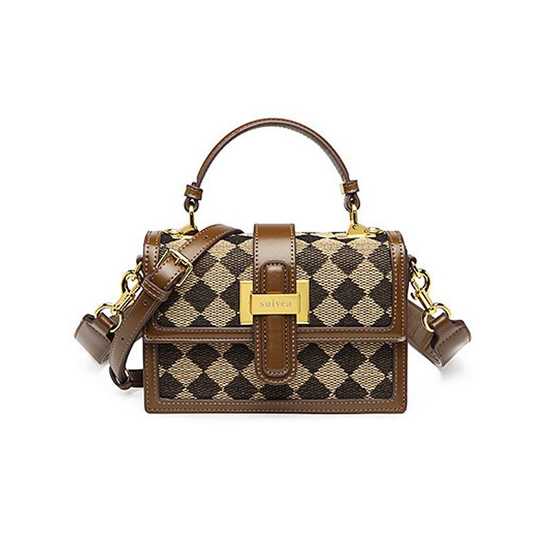 Retro Moonlight Treasure Box Handbag, Diamond Leopard Print Cotton and Linen Single-shoulder Women's Bag, Casual and Trendy Crossbody Bag