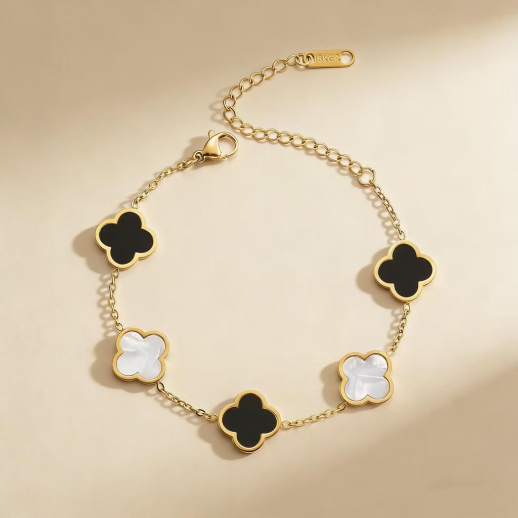 Stylish New Smooth Four-leaf Clover Bracelet Titanium Steel Double-sided Women's Bracelet