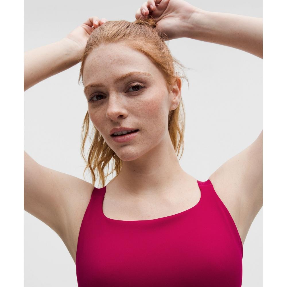 Lululemon Ultralu Square Neck Workout Bra  MeDium Support  D DD Cup Berry Rumble