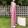 Hoch taillierte gerade Jeanshose für Damen Frühling und Herbst Retro Loose Trailing Wide-Leg-Hose