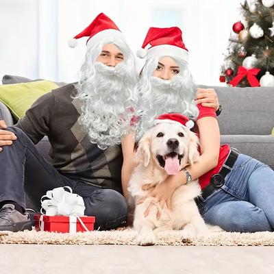 1-10PCS Santa Fake Beard Realistic White Mustache with Elastic Band for Christmas Costume Party, Adults Kids Cosplay Accessories