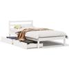 VidaXL Bed Frame with Drawers White 90x190 Cm Solid Pine Wood, Slatted Base, Single Bed Frame, Solid Wood Bed Frame 3301527