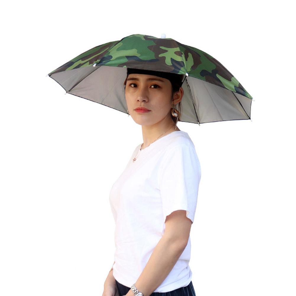 Portable Rain Umbrella Hat Army Green Foldable Fishing Headwear Cap Outdoor Sun Shade Waterproof Camping Beach Head Hats