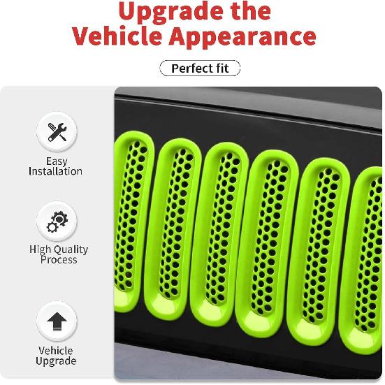 Mesh Grill Ert Grille Erts Cover Fit For 2007-2018 Jeep Wrangler JK JKU(Green)