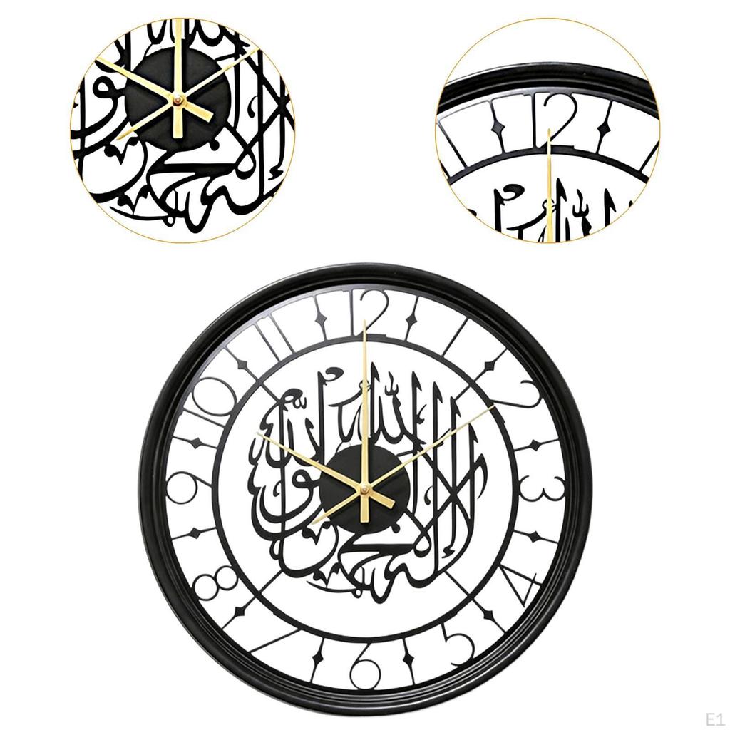 Wall Clock Hanging Iron Round No Ticking Easy to Read Ornament Decorative for Home Farmhouse