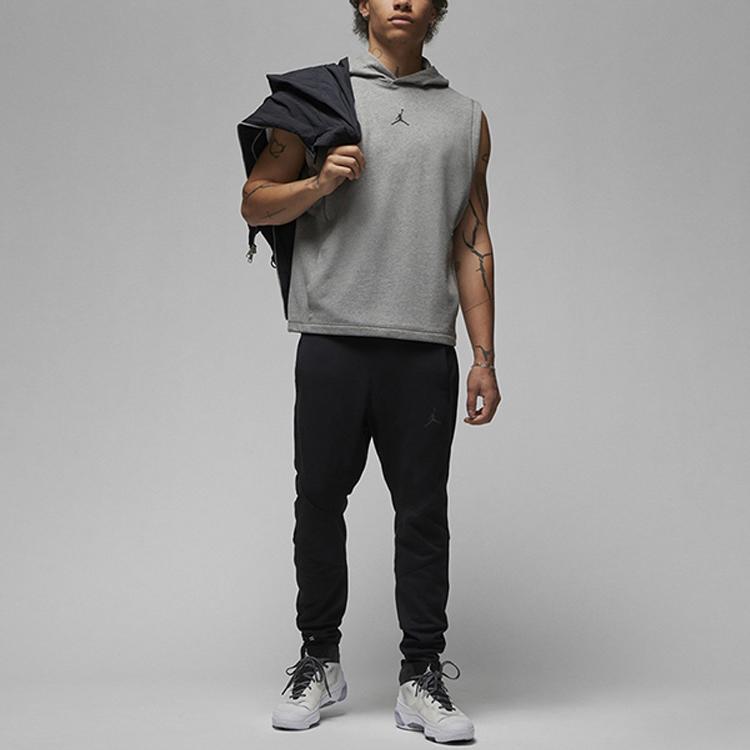 Jordan Pánské topy Pletená vesta s kapucí a logem, rychleschnoucí, bez rukávů, karbonově šedá DZ0572-091