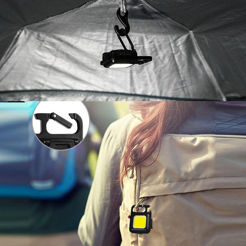 Mini LED Flashlight COB Rechargeable USB Multifunctional Outdoor Portable Keychain Hiking Work Light Magnet Fishing Camping