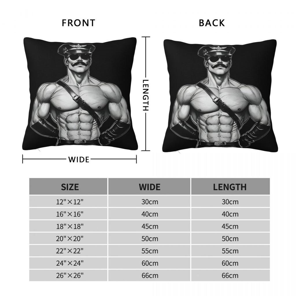 Tom Of Finland Daddy Gay Pride Quadratischer Kissenbezug Polyester Leinen Samt Kreativ Reißverschluss Dekor Bett Kissenbezug