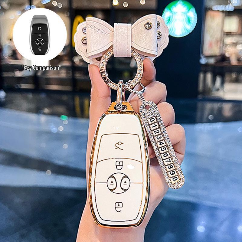 BAIC EX3 Electric Vehicle Key Fob Protective Case with Buckle Bag - Full Coverage for R600 Model