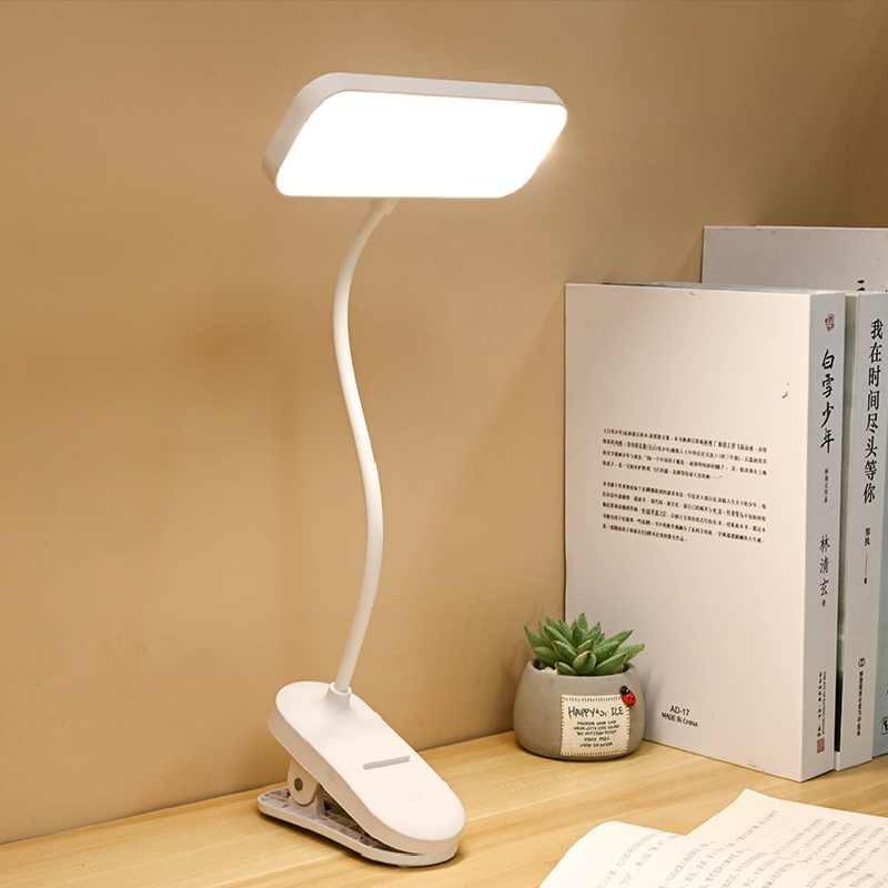 On Led Clip Desk Lamp Adjustable Brightness Room Reading Study Bedside Light