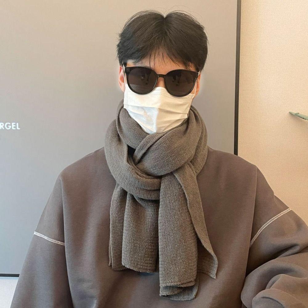 Soft Winter Cashmere Scarf Solid Color Coldproof Scarf Casual Men Wool Scarf  Gifts