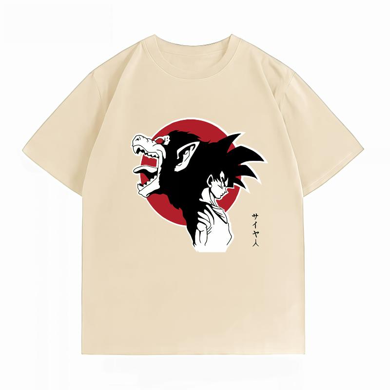 Dragon Ball Goku Oozaru Saiyan Silhouette Print Tshirt Casual Short Sleeve Cotton Anime Streetwear Unisexs Tshirt