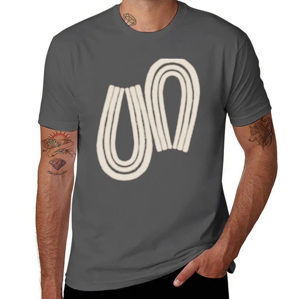 Textured Loops In Oatmeal And Taupe Pattern Tshirt Vintage Print Crew Neck Tee