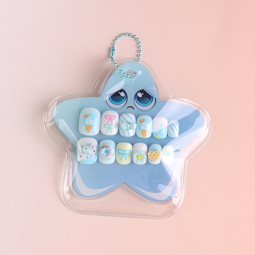 

12pcs Sweet Long Nail Sticker Cartoon Nail Tips Hot Press on Nail for Girls Students Style 01