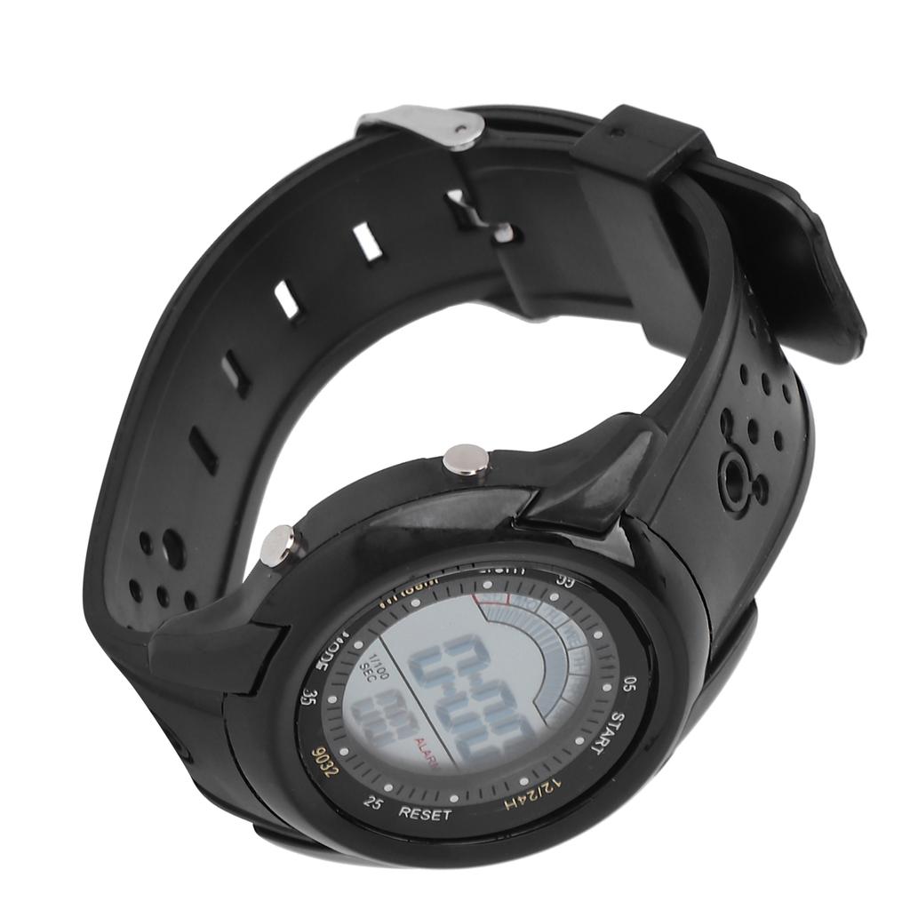 Digital Sports Watch Fashionable Waterproof Stopwatch Alarm Electronic Watch Black